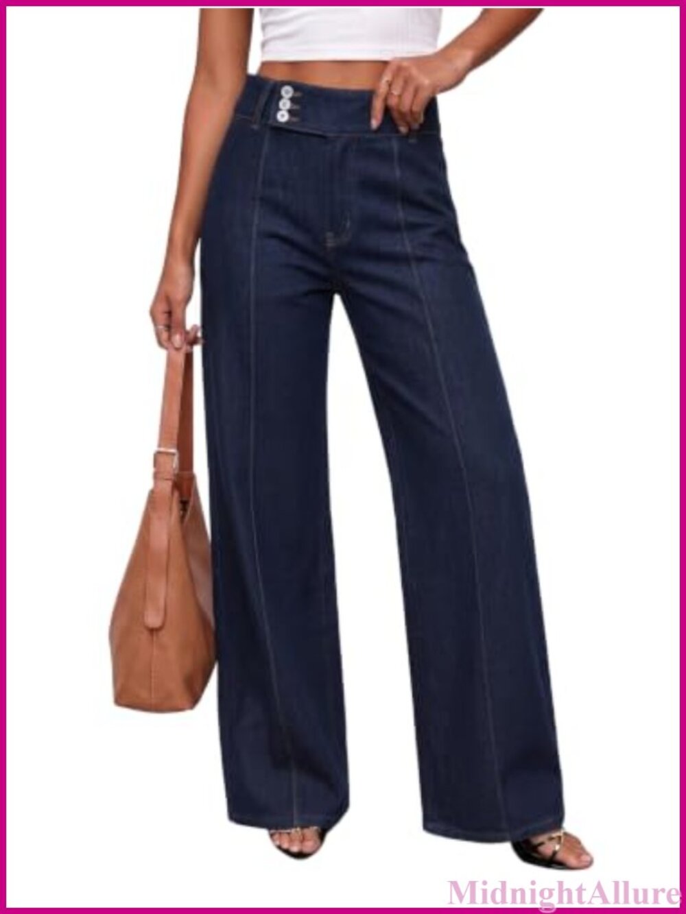 Wide Leg High Waisted Stretchy Denim Jeans Baggy Loose Fit